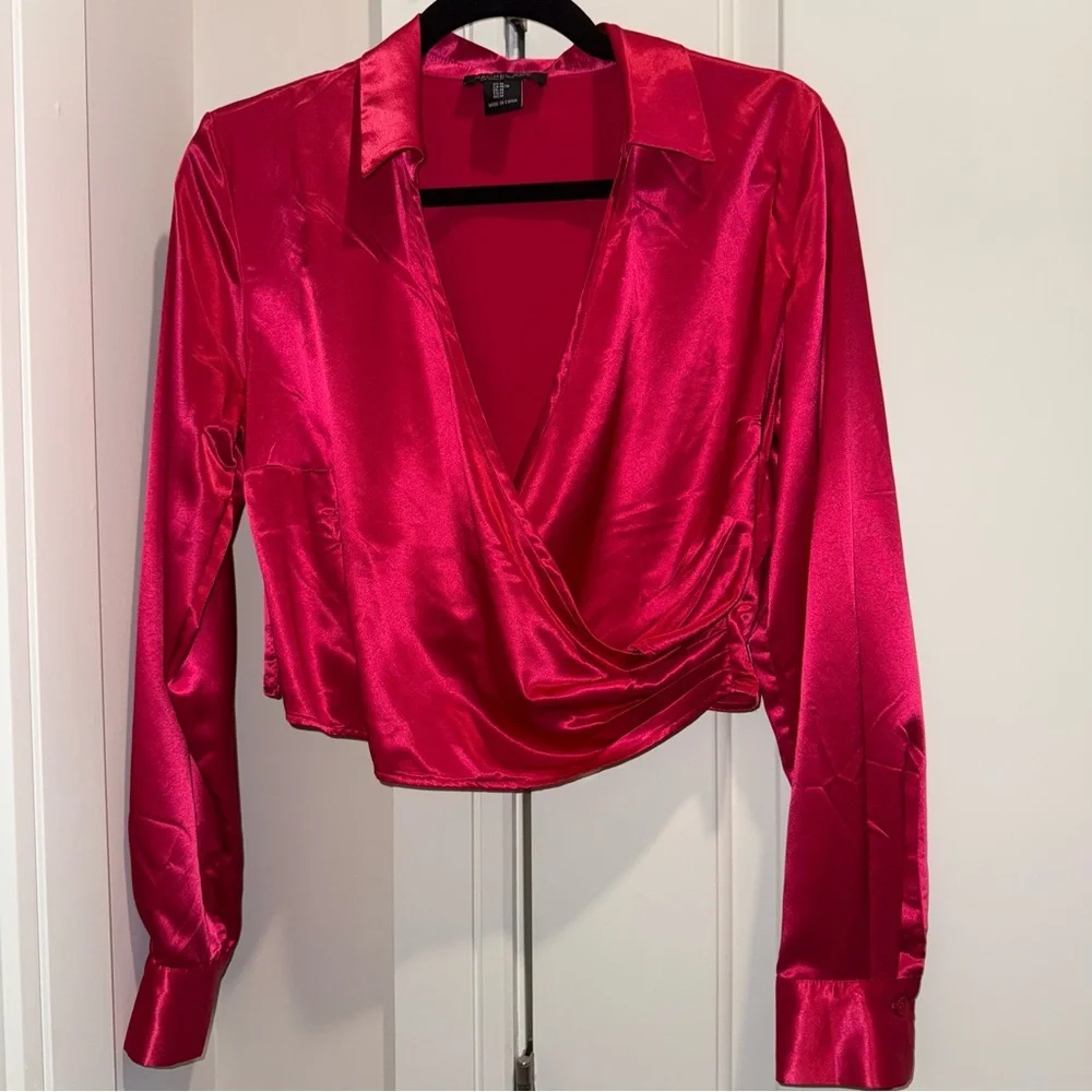Rachel Zoe Vibrant Red Satin Blouse - Picture 1 of 3